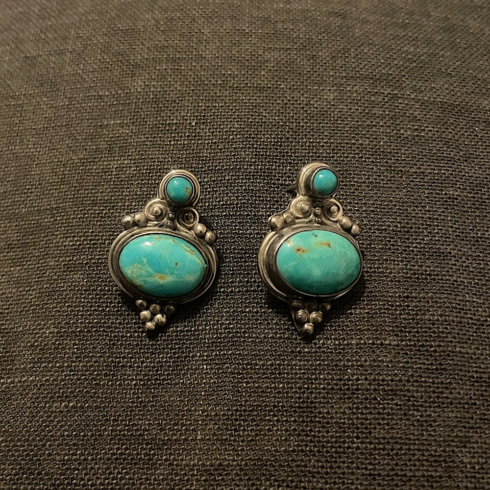Vintage turquoise and sterling silver earrings